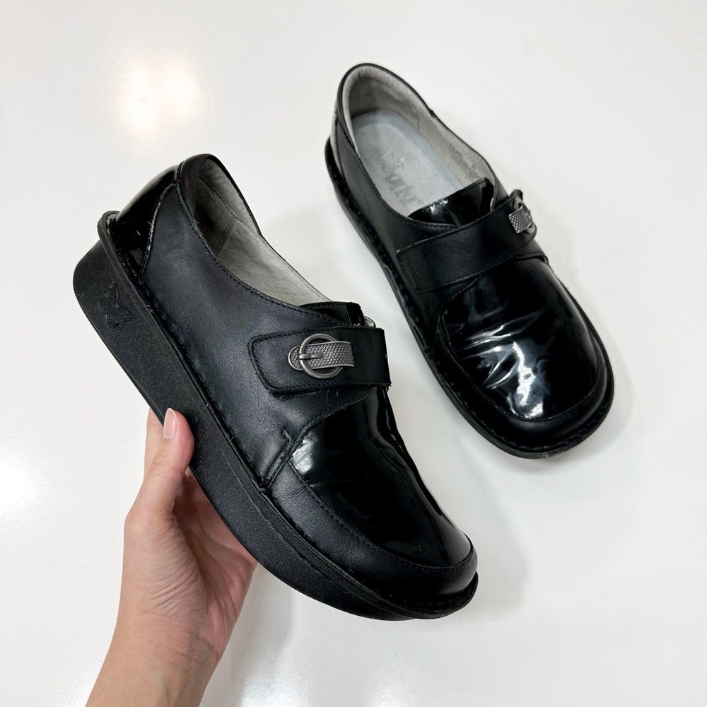 Alegria Dixi Patent Leather Platform Loafers in Black